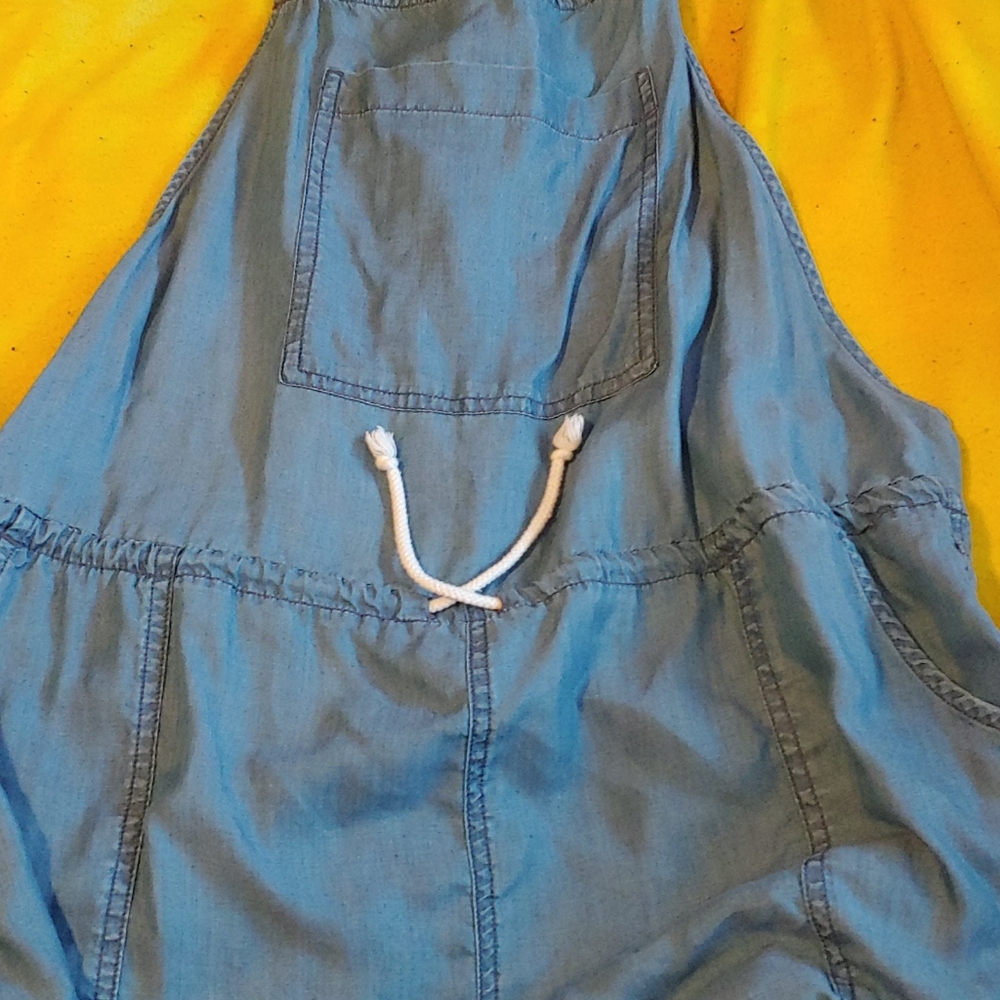 Faux denim overalls